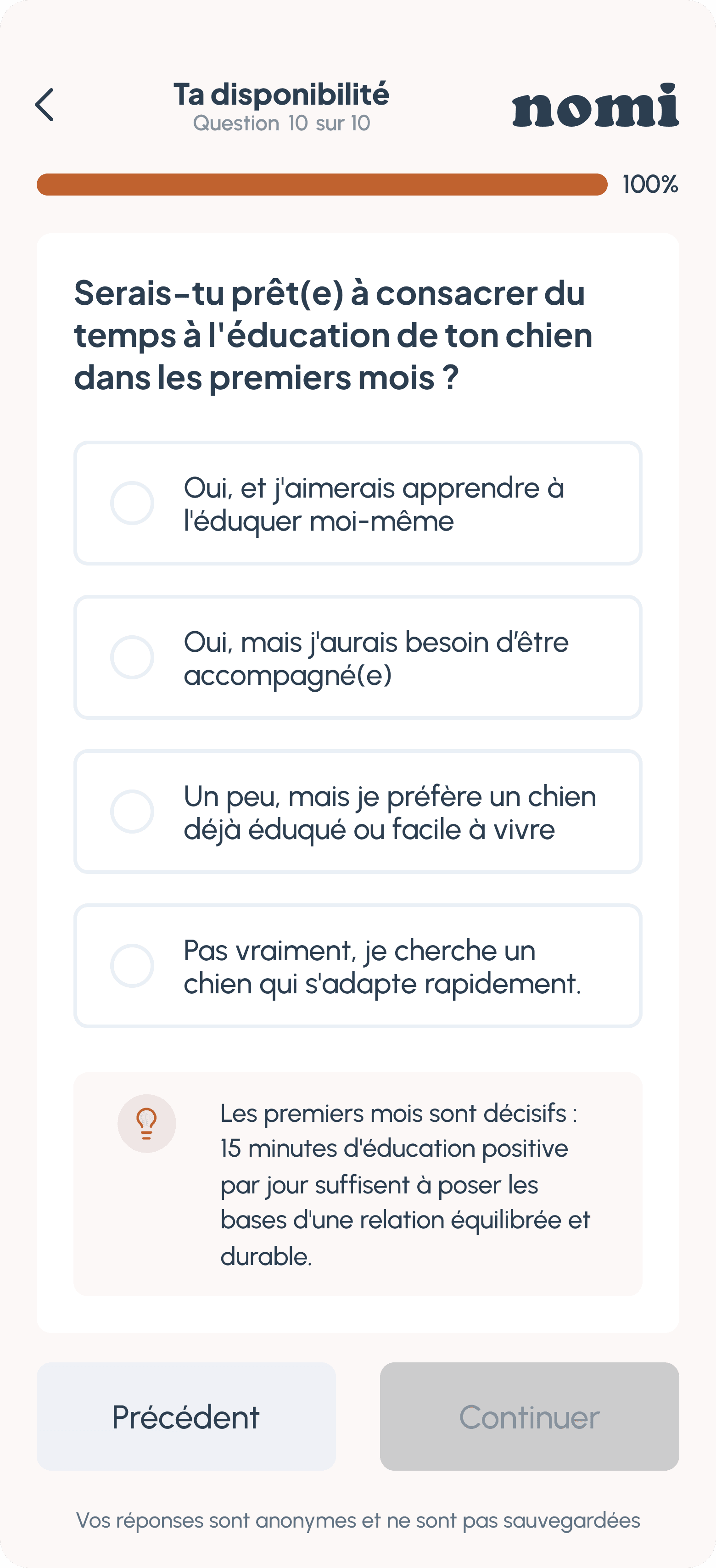 Écran du quiz 10