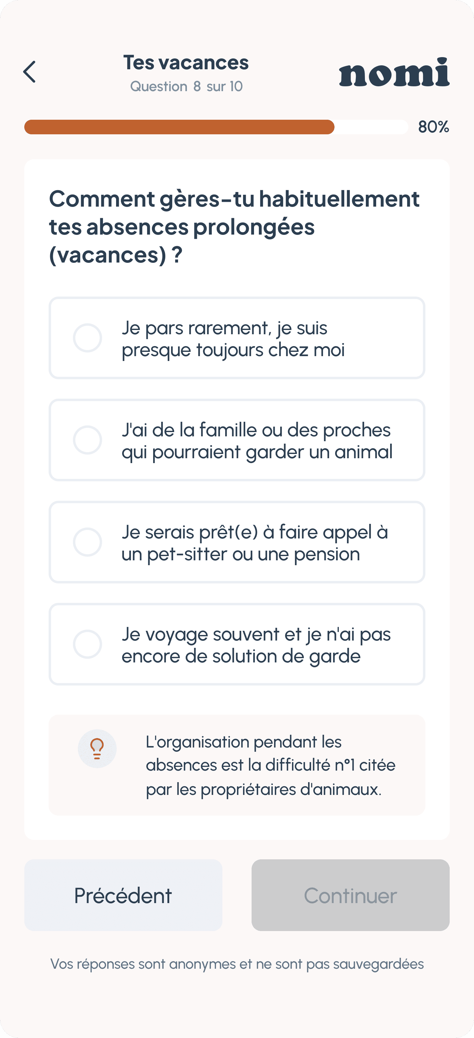 Écran du quiz 8