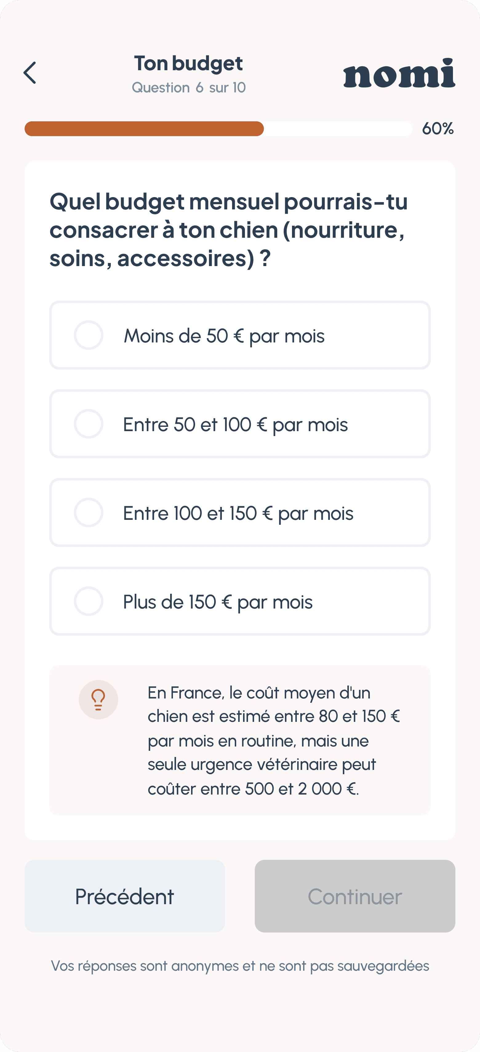 Écran du quiz 6