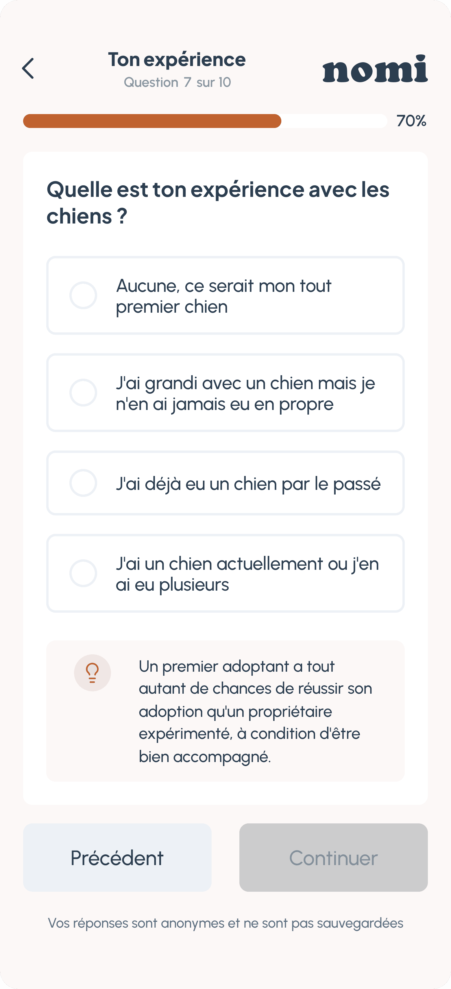 Écran du quiz 7