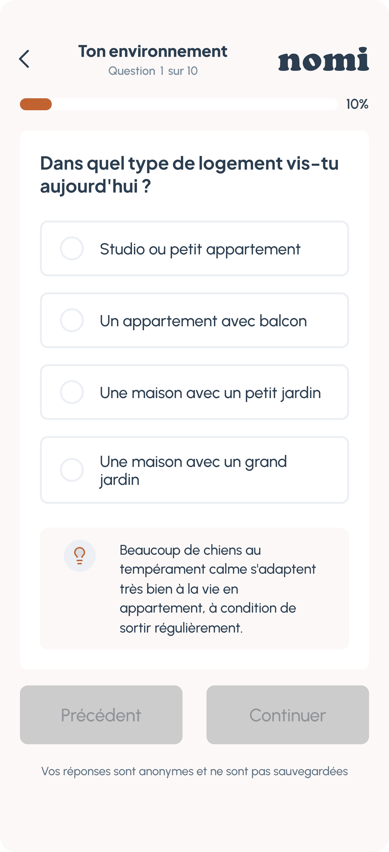 Écran du quiz 1