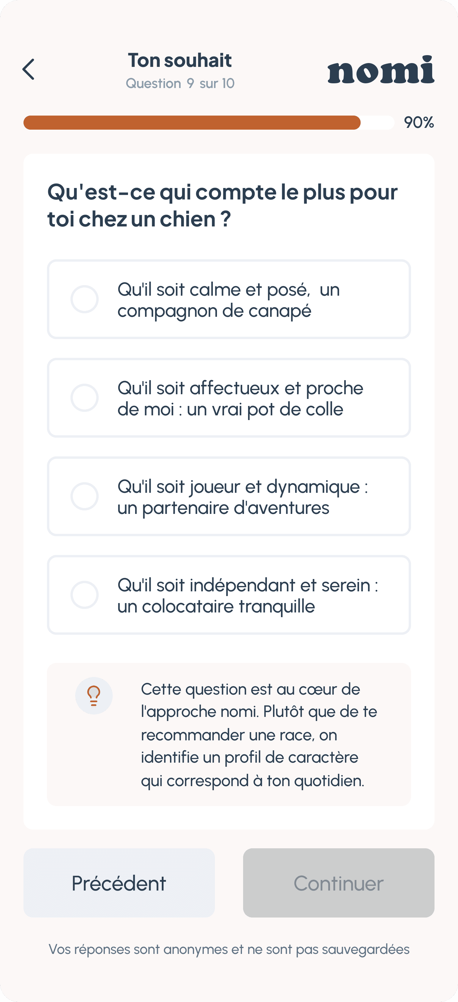 Écran du quiz 9