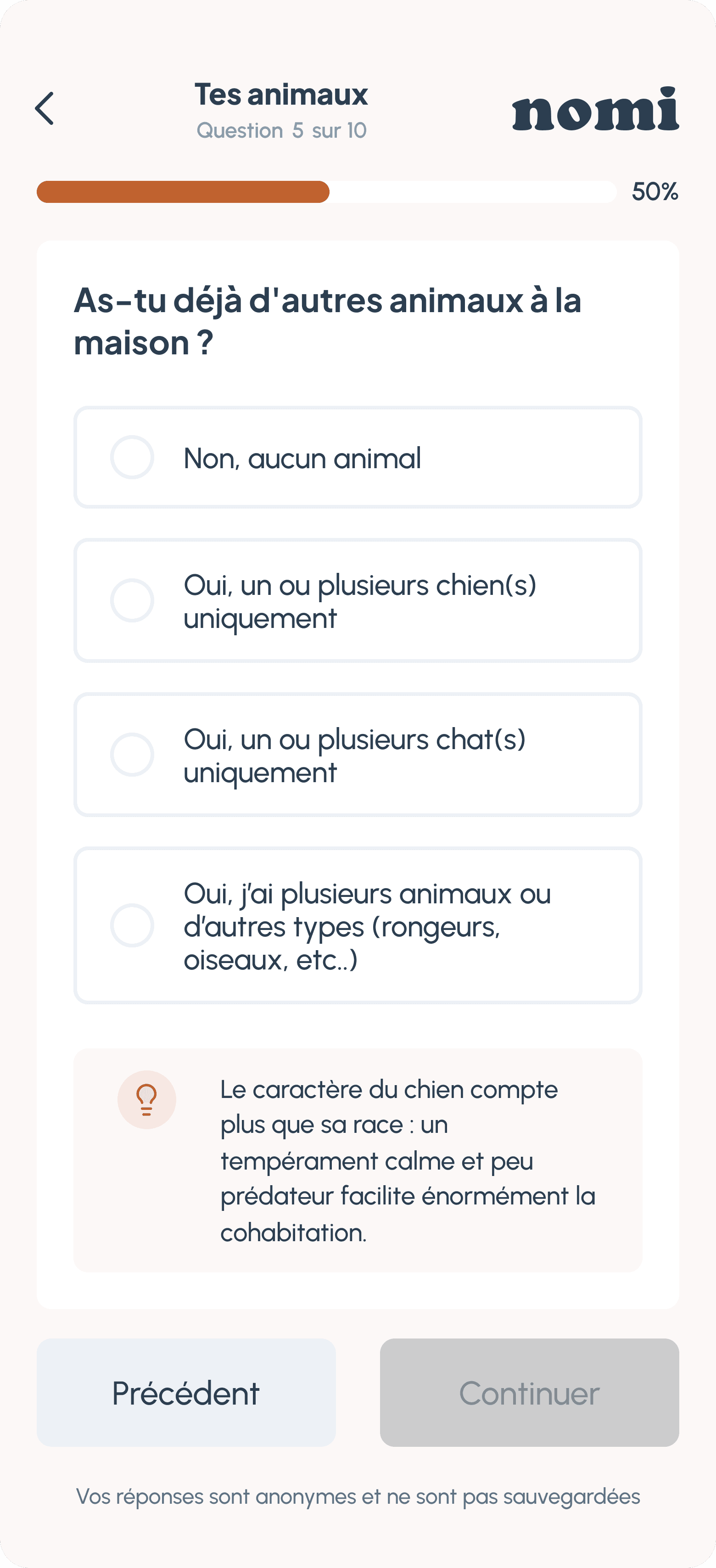 Écran du quiz 5